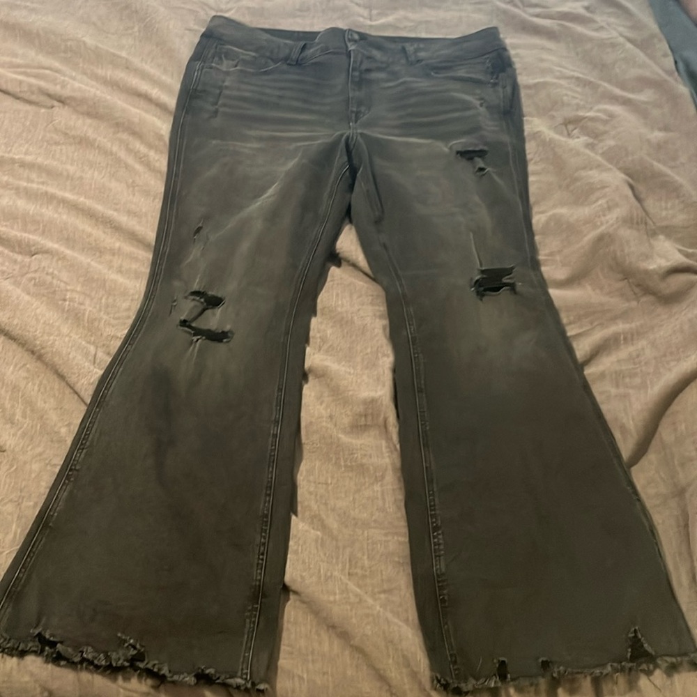 Maurice’s faded black ripped flare jeans